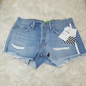 NWT Free People + Sandrine Rose Cut off White Side Zipper Shorts Size 25 RARE